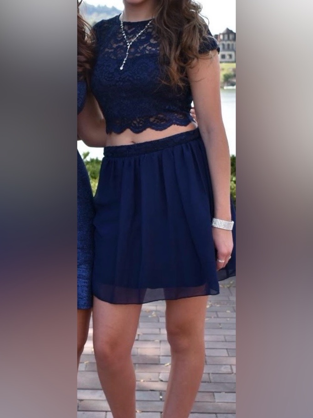 Speechless Navy Circle Skirt
